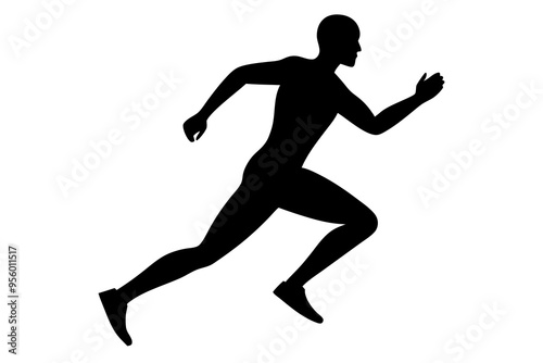 running men side view of vector runner silhouette 