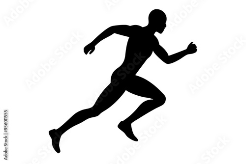 running men side view of vector runner silhouette 