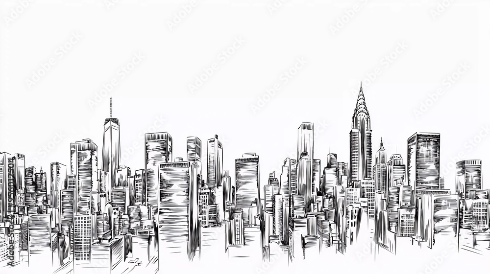 Vector city graphics image of a skyline overlooking a cityscape Vector city graphics image of a skyline overlooking a cityscape