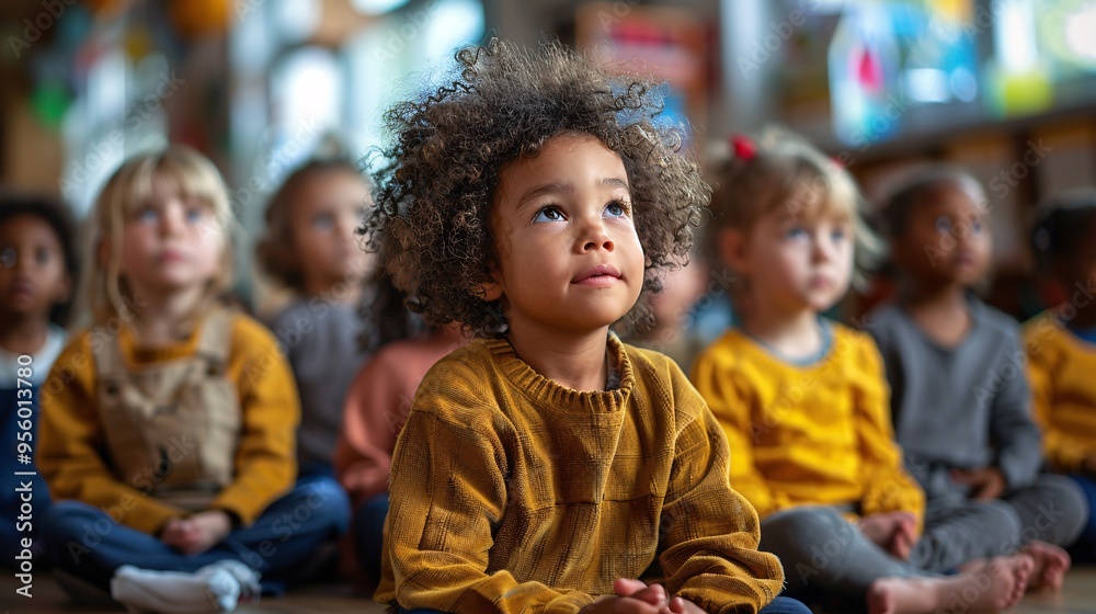 A group of small nursery school children A group of small nursery school children