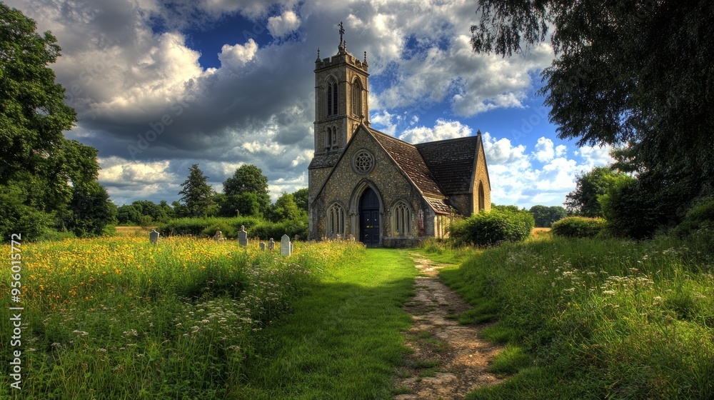 Fototapeta premium St Andrews Parish Church at Abbots Ripton, Huntingdon, Cambridgeshire, England