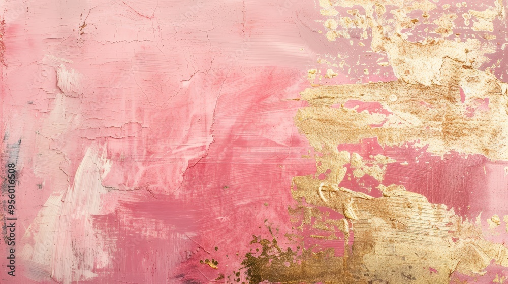 Naklejka premium Pink and gold abstract art