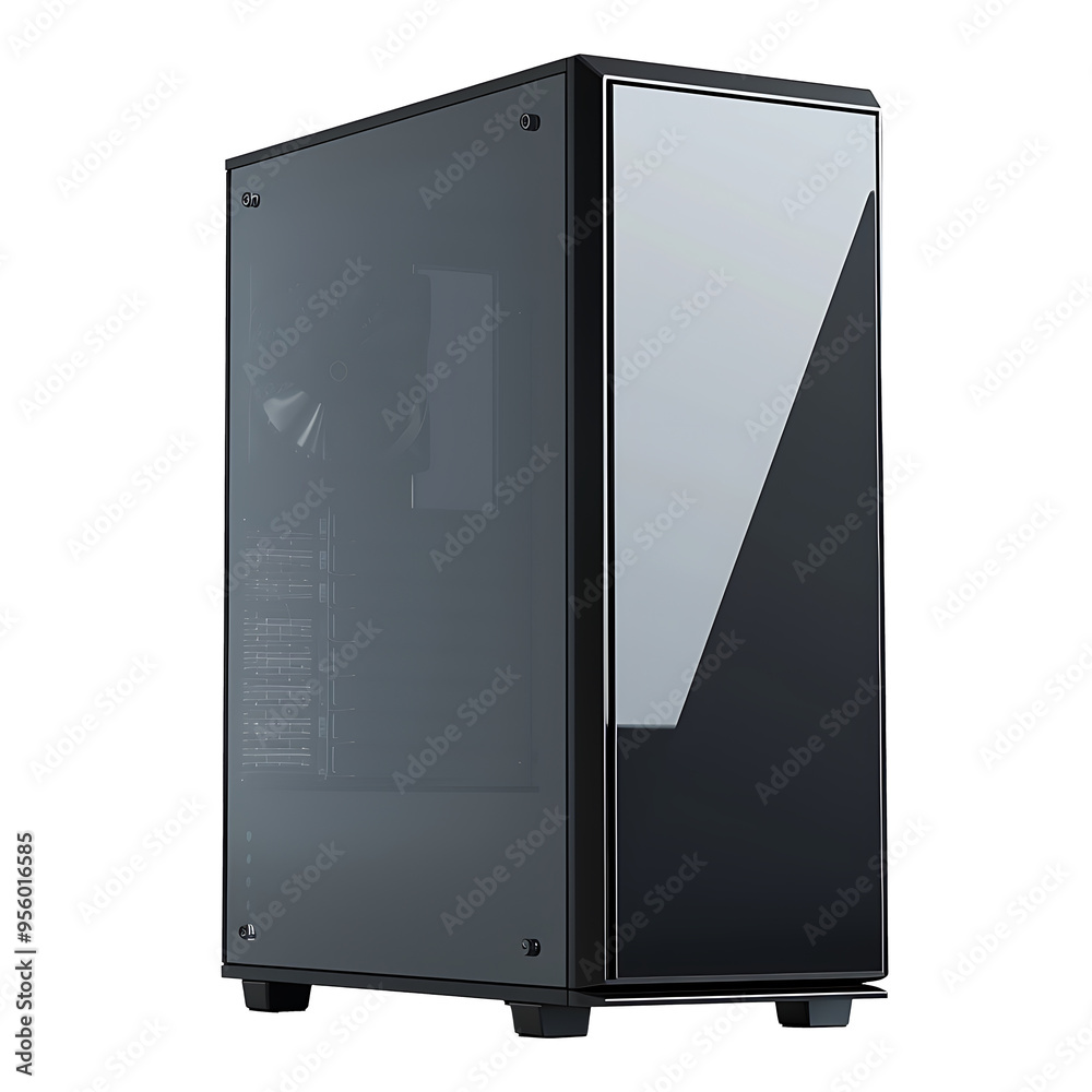 Black Computer Case with Tempered Glass Side Panel Black Computer Case with Tempered Glass Side Panel