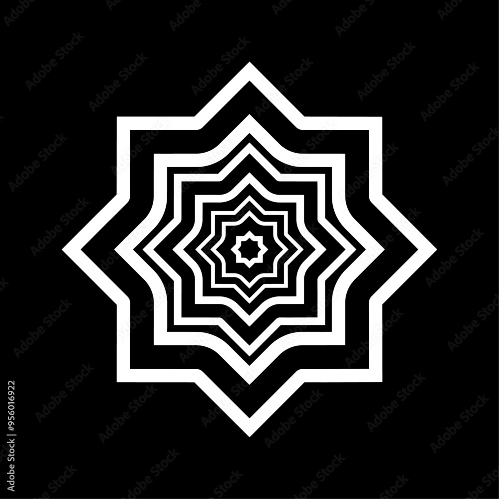 white eight point star on black background outline ornament ramadhan icon islamic geometric pattern vector white eight point star on black background outline ornament ramadhan icon islamic geometric pattern vector