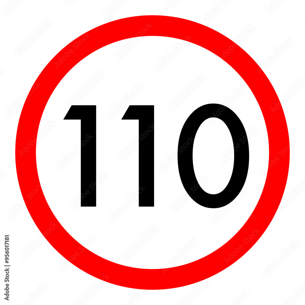 Speed limit 110 round road traffic icon flat design for project vector Speed limit 110 round road traffic icon flat design for project vector