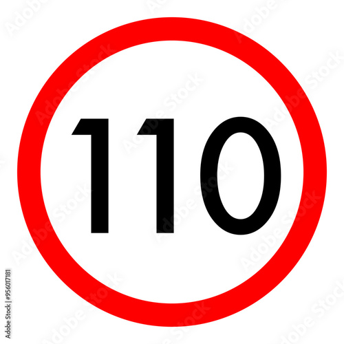 Speed limit 110 round road traffic icon flat design for project vector