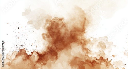 Watercolor Brown Smoke Cloud Background 