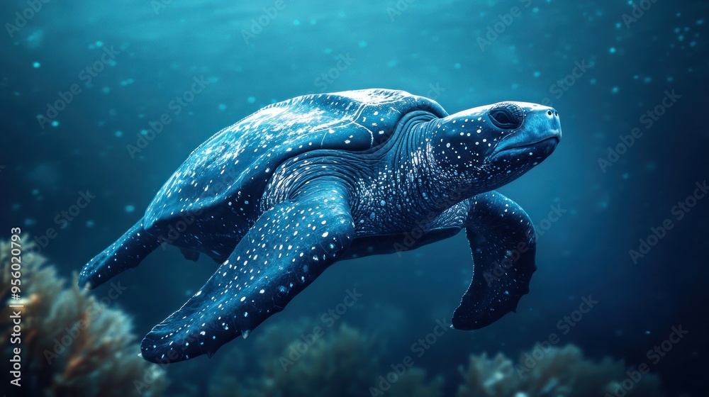 Fototapeta premium Sea Turtle in Blue