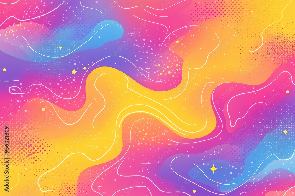 Abstract Colorful Background with Wavy Lines and Stars Abstract Colorful Background with Wavy Lines and Stars