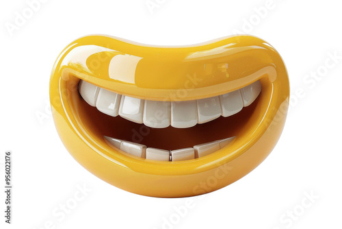 A bright yellow cartoon smile, showcasing a joyful expression with white teeth, suitable for fun and playful design themes.