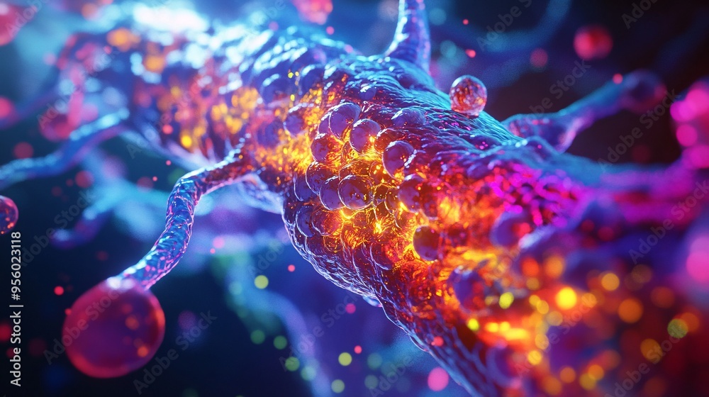 Abstract Neuron Cell with Glowing Synapses Abstract Neuron Cell with Glowing Synapses
