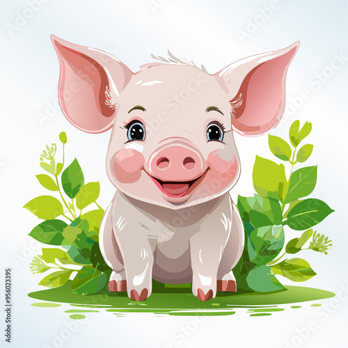 Pig Cute Small Cartoon Baby Animal Character
