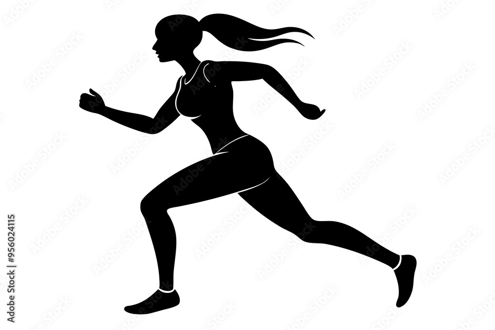 Naklejka premium Running women silhouette, Runner silhouette 