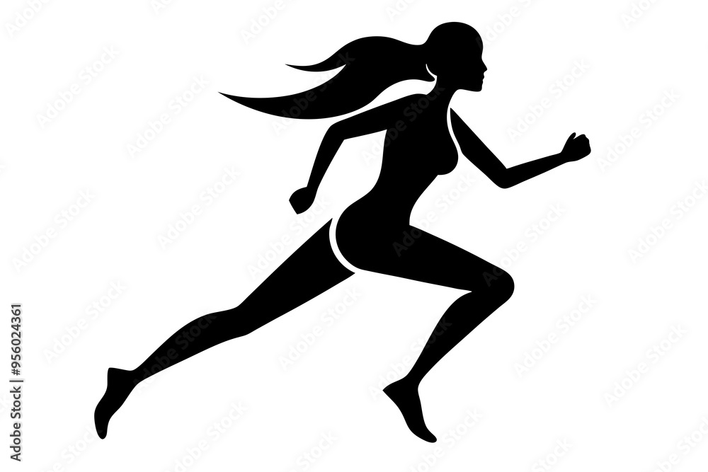 running women side view of vector runner silhouette running women side view of vector runner silhouette
