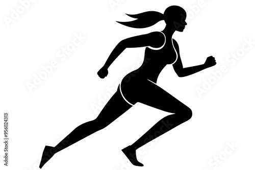 running women side view of vector runner silhouette 