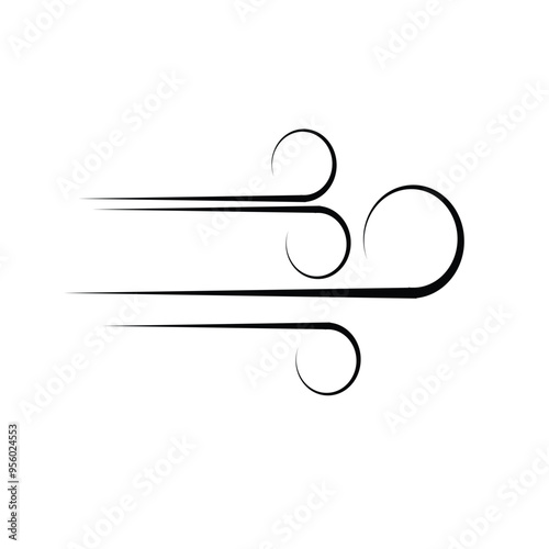 Blowing wind line icon. Doodle wind line sketch. Hand drawn doodle wind motion, air blow, swirl elements.