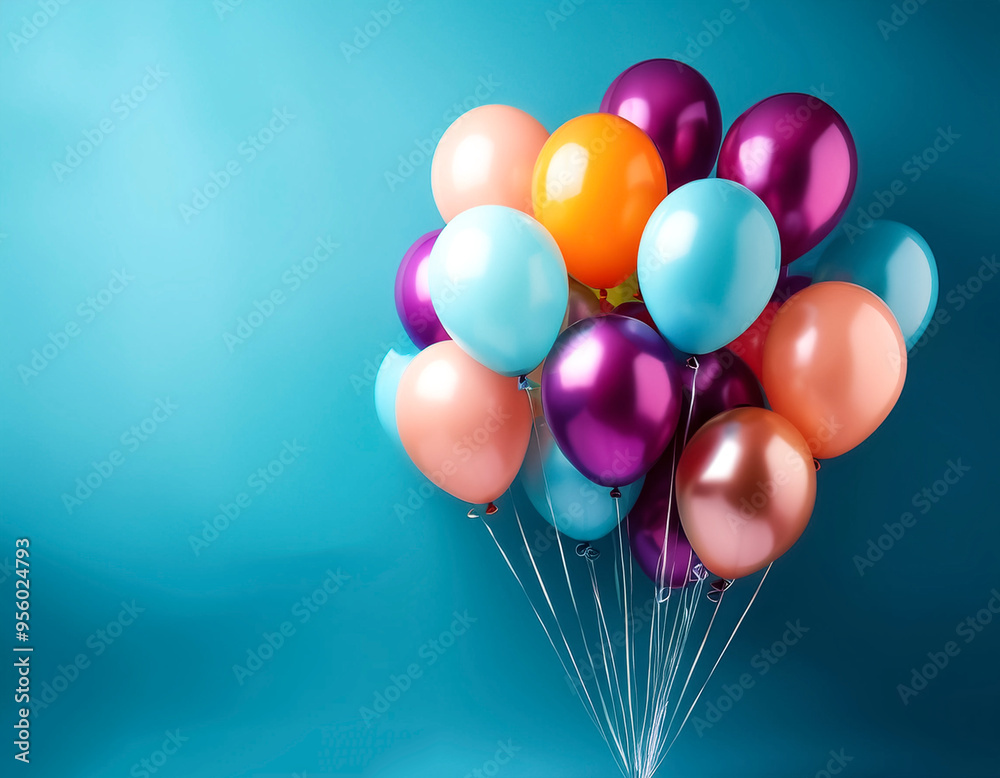 Bunch of bright balloons and space for text against color background Bunch of bright balloons and space for text against color background
