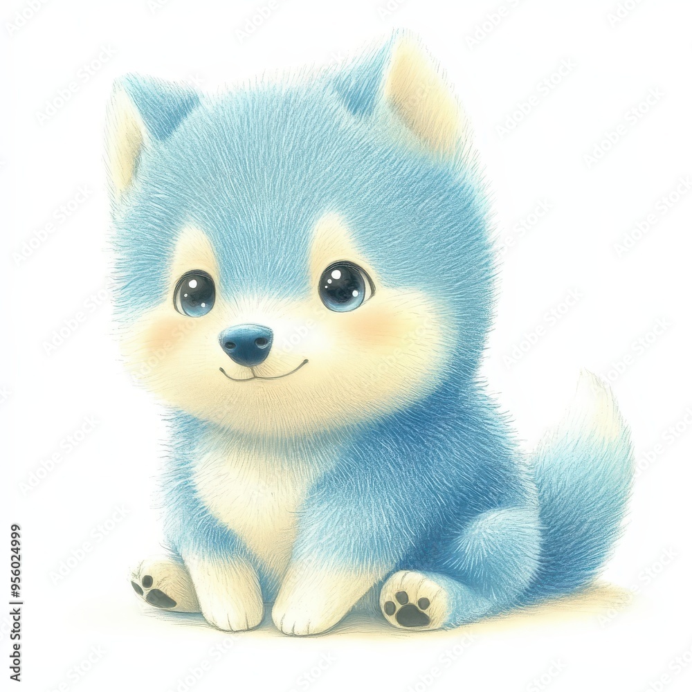 A cute blue cartoon puppy with fluffy fur and bright eyes, perfect for children's illustrations and playful designs. A cute blue cartoon puppy with fluffy fur and bright eyes, perfect for children's illustrations and playful designs.