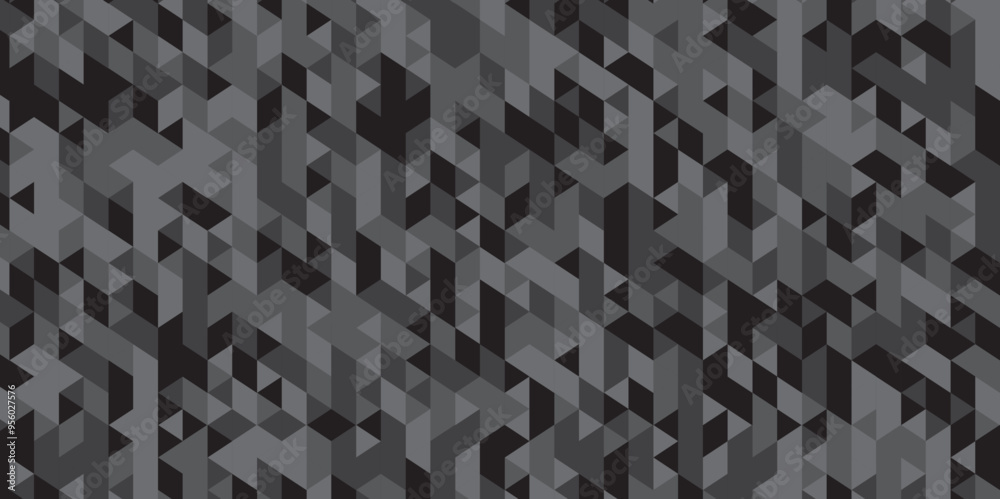 Fototapeta premium Abstract triangle black and gray style graphic polygon square gradient tile concept tile beautiful triangular retro web origami paper texture. 