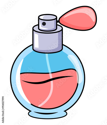 Puff Perfume Bottel Pop Art - Cute Cartoon Cosmetics Vector Art 