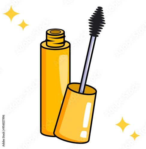 Mascara Bottle Pop Art - Cartoon Cosmetics Vector Art 