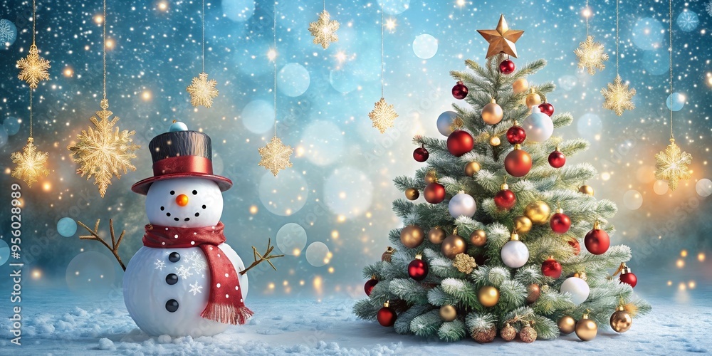 christmas tree with snowman christmas tree with snowman
