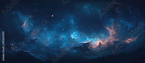 Space background featuring nebula and stars 3D cartoon rendering Equirectangular projection spherical panorama 360 HDRI map and environment 3D illustration