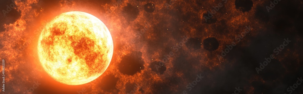 3D cartoon depiction of an 80 percent solar eclipse with the moon obscuring the sun 3D cartoon depiction of an 80 percent solar eclipse with the moon obscuring the sun