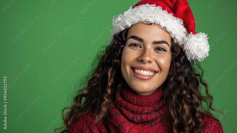 Smiling Woman Wearing a Santa Hat Smiling Woman Wearing a Santa Hat