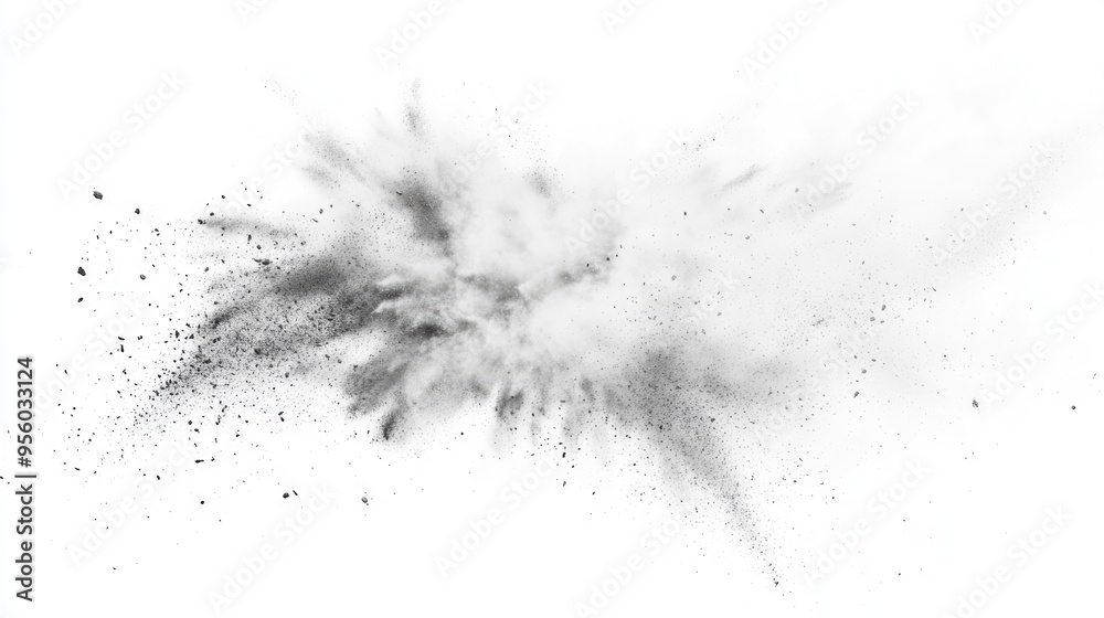 Freeze motion of white particles on a white background in a 3D cartoon rendering Abstract dust overlay texture from a powder explosion Freeze motion of white particles on a white background in a 3D cartoon rendering Abstract dust overlay texture from a powder explosion