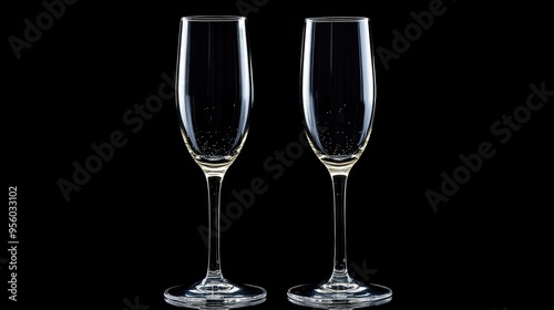 Two champagne glasses on a black background