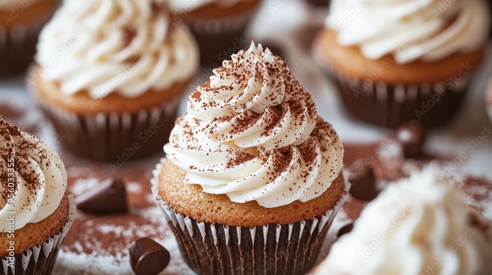 Chocolate Cupcakes with Creamy Frosting and Sprinkles - Delicious chocolate cupcakes topped with rich, creamy frosting and sprinkles, perfect for any sweet occasion. Chocolate Cupcakes with Creamy Frosting and Sprinkles - Delicious chocolate cupcakes topped with rich, creamy frosting and sprinkles, perfect for any sweet occasion.