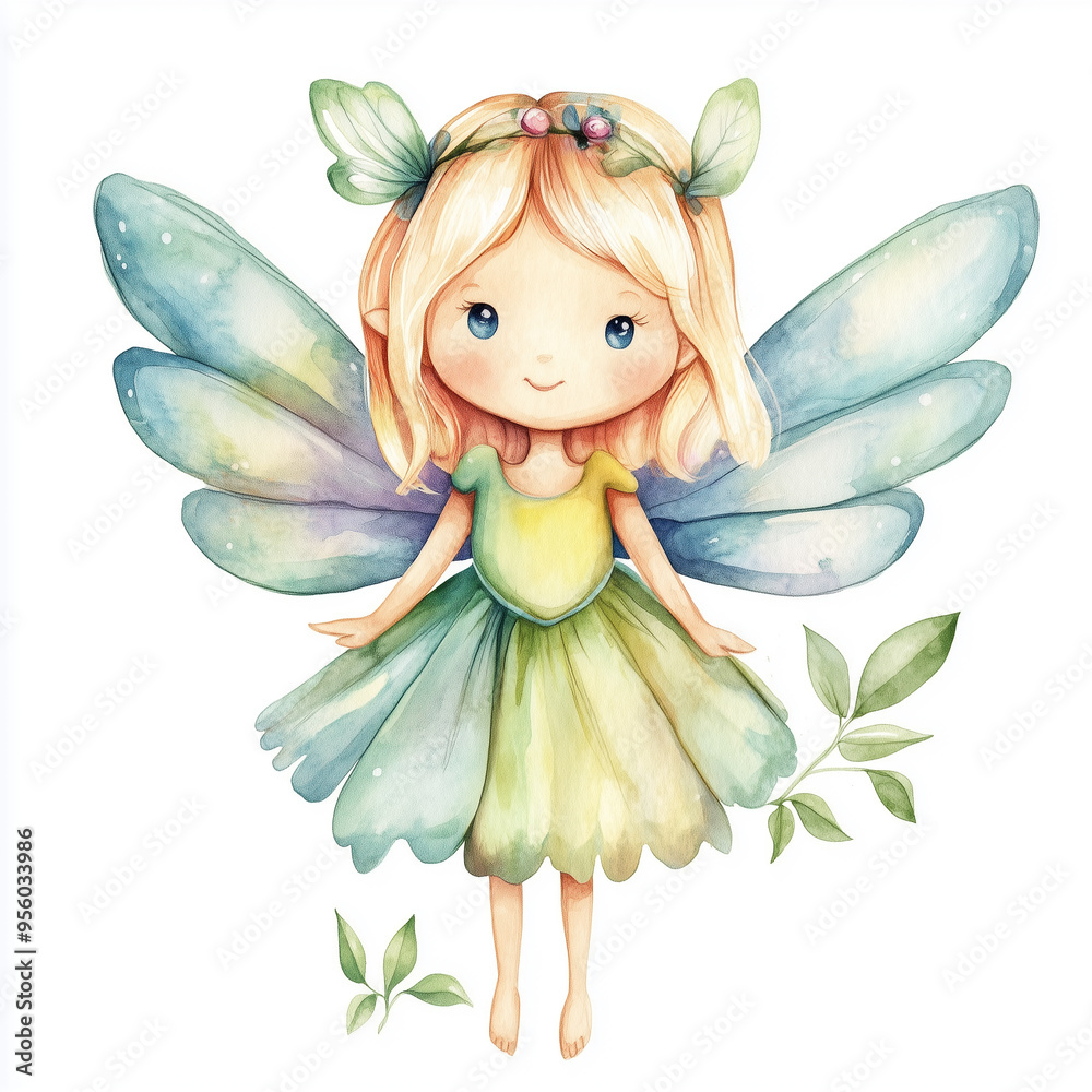 Whimsical Fairy Watercolor Clipart Set on White Background for ...