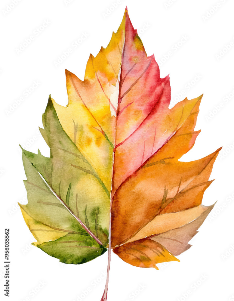 Fototapeta premium Illustration with autumn leaves, isolated on transparent background