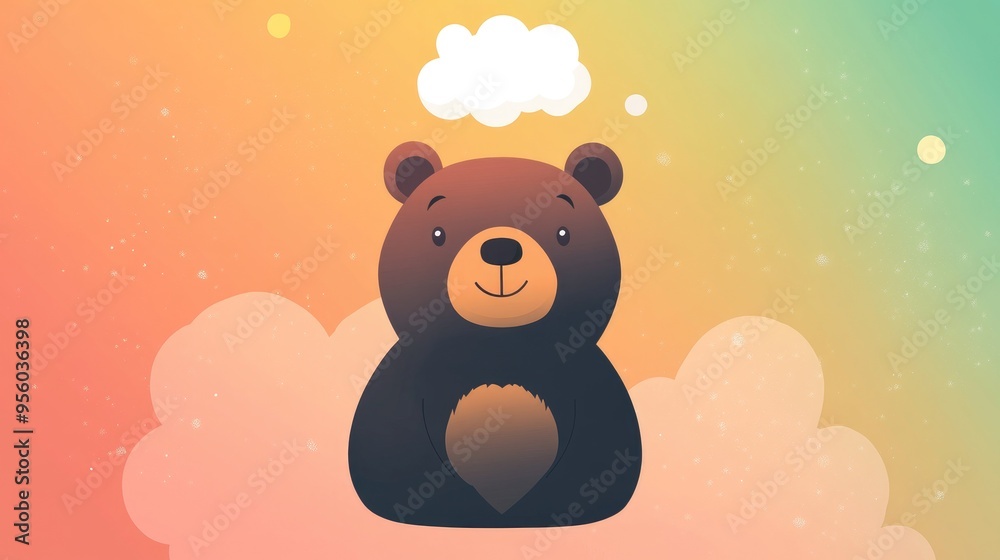 Cartoon bear featuring a thought bubble in a smooth gradient design Cartoon bear featuring a thought bubble in a smooth gradient design