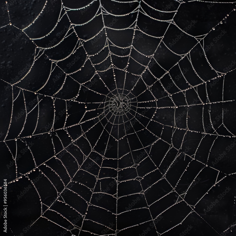 Obraz premium A spider web with dew drops