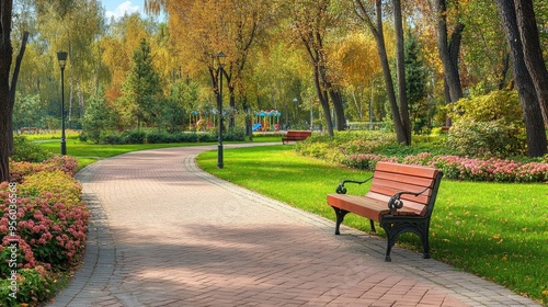 Beautiful park with bench