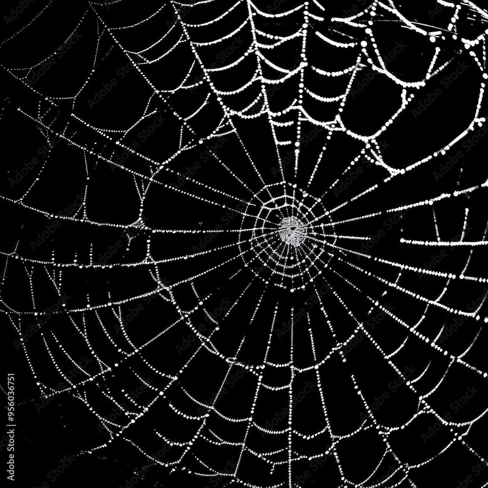 Obraz premium A spiderweb with dew drops