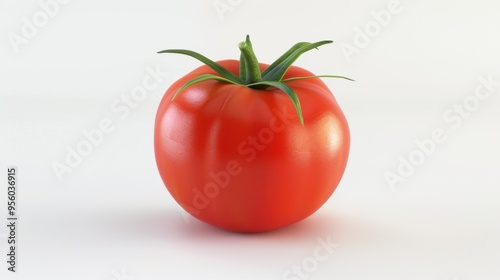 3D illustration of a single tomato isolated on white background, detailed texture and realistic shading