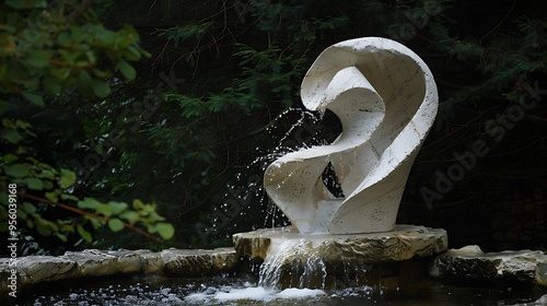 Fountain water falling cascade sculpture stone