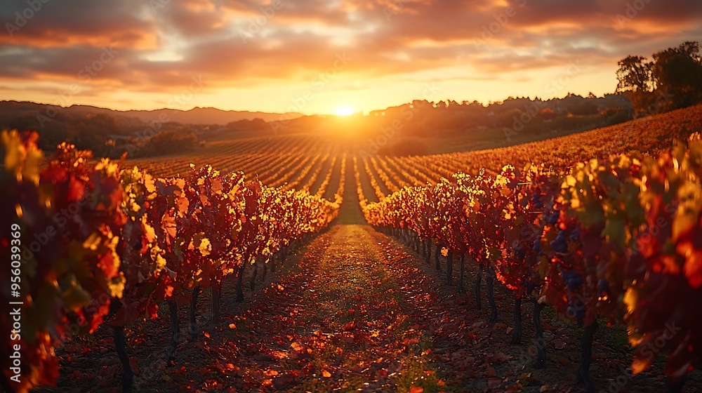 A vineyard in late autumn, with most leaves fallen, the remaining few in shades of red and yellow clinging to the vines, the landscape quiet and still under soft, fading sunlight, cinematic quality, A vineyard in late autumn, with most leaves fallen, the remaining few in shades of red and yellow clinging to the vines, the landscape quiet and still under soft, fading sunlight, cinematic quality,