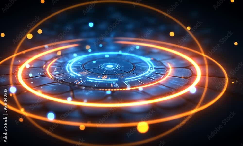 Abstract glowing blue and orange neon light circles. Abstract glowing blue and orange neon light circles.