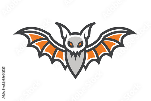 line art Halloween fairy bat vector art illustration on white background