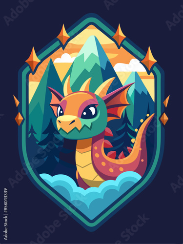A Colorful Dragon in a Mountainous Landscape