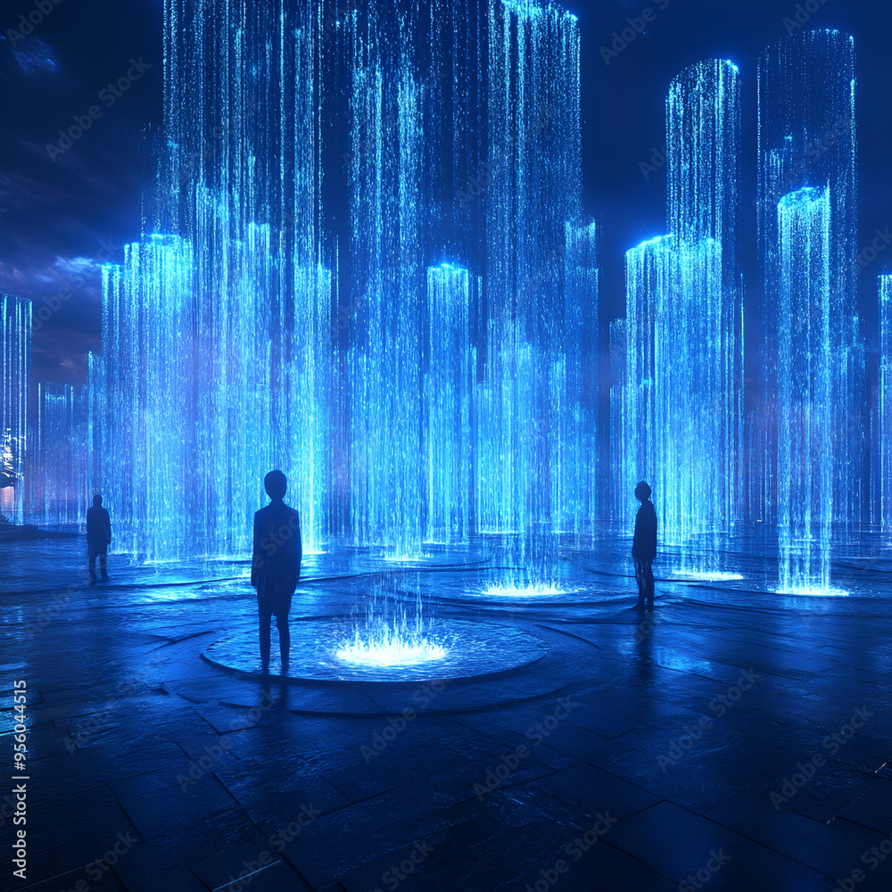 Futuristic Digital Water Fountain Futuristic Digital Water Fountain