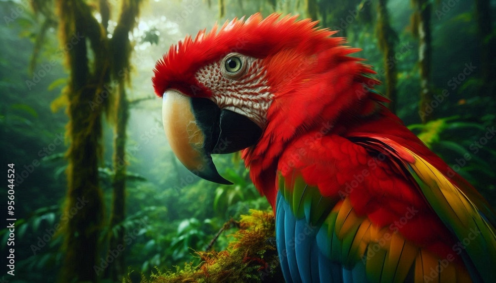 Scarlet Macaw in Dense Rainforest Scarlet Macaw in Dense Rainforest