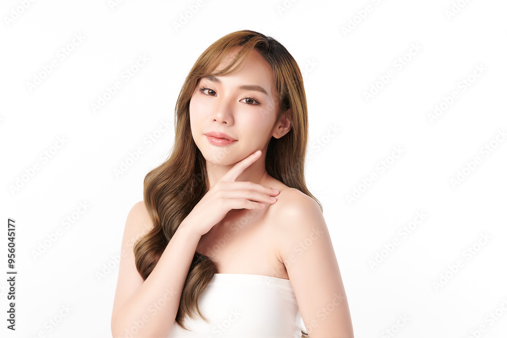 Beautiful young asian woman with clean fresh skin on white background, Face care, Facial treatment, Cosmetology, beauty and spa, Asian women portrait. Beautiful young asian woman with clean fresh skin on white background, Face care, Facial treatment, Cosmetology, beauty and spa, Asian women portrait.