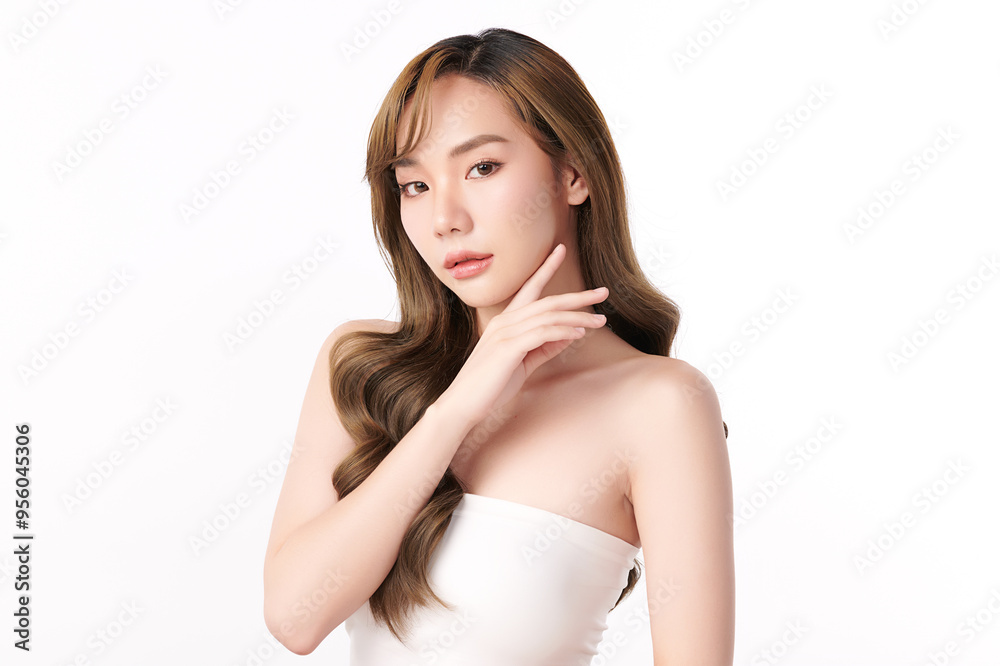 Beautiful young asian woman with clean fresh skin on white background, Face care, Facial treatment, Cosmetology, beauty and spa, Asian women portrait. Beautiful young asian woman with clean fresh skin on white background, Face care, Facial treatment, Cosmetology, beauty and spa, Asian women portrait.