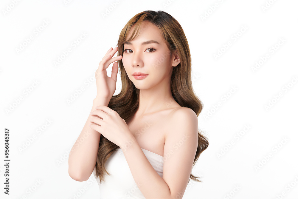 Beautiful young asian woman with clean fresh skin on white background, Face care, Facial treatment, Cosmetology, beauty and spa, Asian women portrait. Beautiful young asian woman with clean fresh skin on white background, Face care, Facial treatment, Cosmetology, beauty and spa, Asian women portrait.