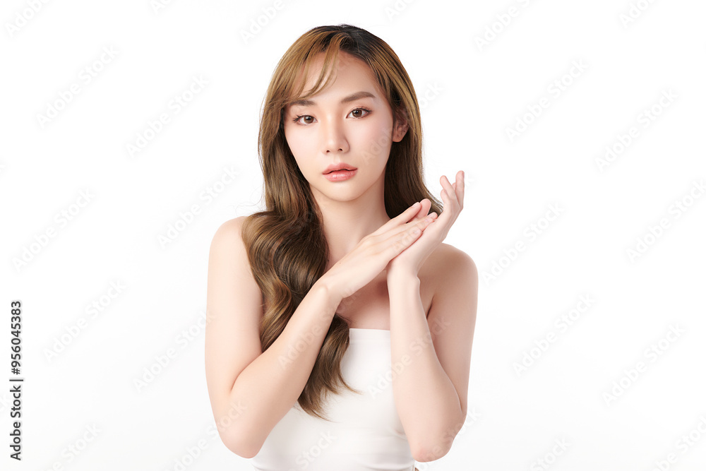 Beautiful young asian woman with clean fresh skin on white background, Face care, Facial treatment, Cosmetology, beauty and spa, Asian women portrait. Beautiful young asian woman with clean fresh skin on white background, Face care, Facial treatment, Cosmetology, beauty and spa, Asian women portrait.